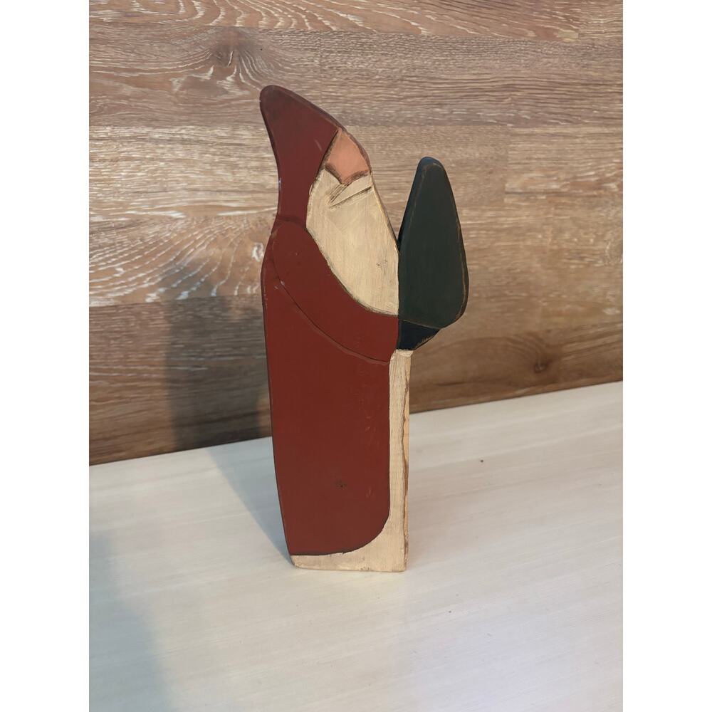 Vintage Hand-crafted Wooden Santa Claus Figurine 14" Tall